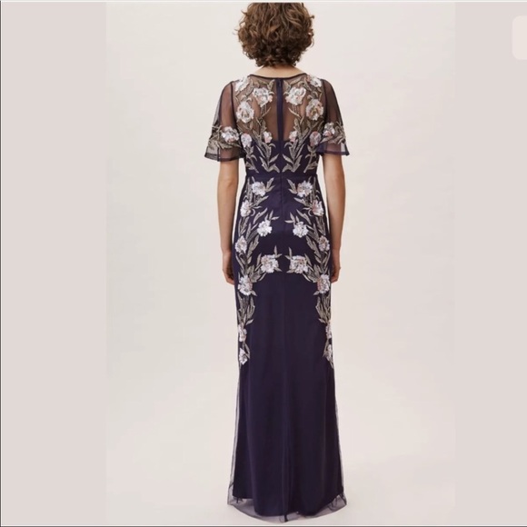 Aidan Mattox floral beaded short sleeves long gown - Picture 6 of 9